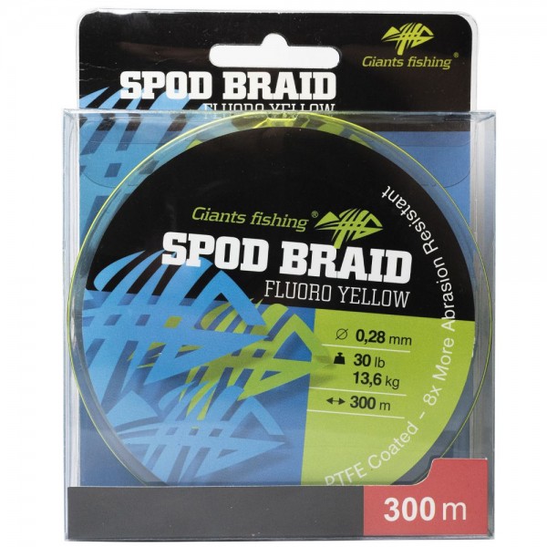 Giants fishing Splietaná šnúra Spod Braid Fluoro Yellow 300m|0,22mm/20lb(9,1kg)